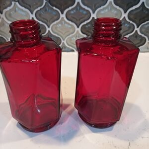 Crimson Glass Vases Set